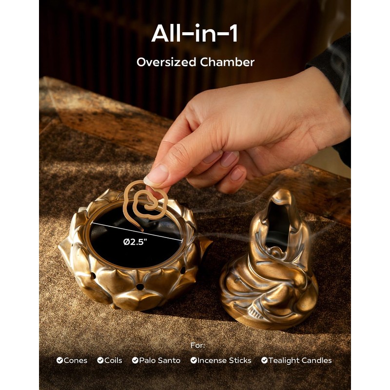 Zen Incense Burner for Cone & Coil – Ceramic Faceless