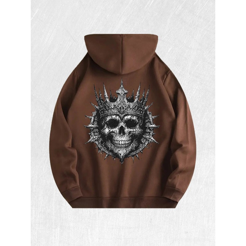 Crowned Skull Graphic Hoodie 100% Cotton US Warehouse 7 ColorsColor: