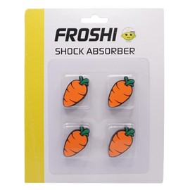 FROSHI Tennis Vibration Dampeners Shock Absorbers Performance Accessory Gift Fun Design 4-Pack Match with Your Doubles Partner! (Carrot)