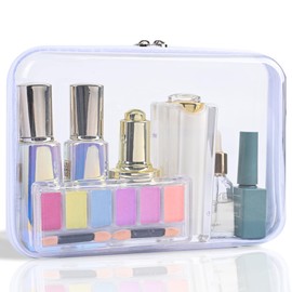 CELSOL Clear Hard Shell Zipper Case – Waterproof Makeup Organizer & Travel Toiletry Bag, Multi-Purpose Clear PVC Pouch for Cosmetics, Stationery, Diaper Bags, and Travel Essentials (M)