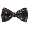 Alizeal Mens Black Background with Candies/Snowflake Pattern Pre-tied Christmas Party