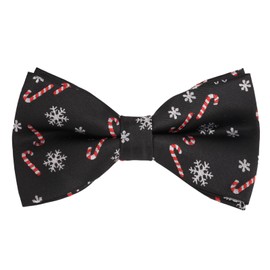 Alizeal Mens Black Background with Candies/Snowflake Pattern Pre-tied Christmas Party Bow Tie, 011