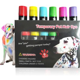 Pack of 6 Dog Hair Color Dye Temporary Non-Toxic Washable Pet Safe Paint for Dogs Cats Animals