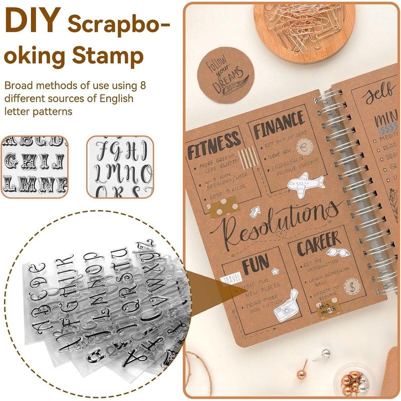 6 sheets of clear stamps (letters)