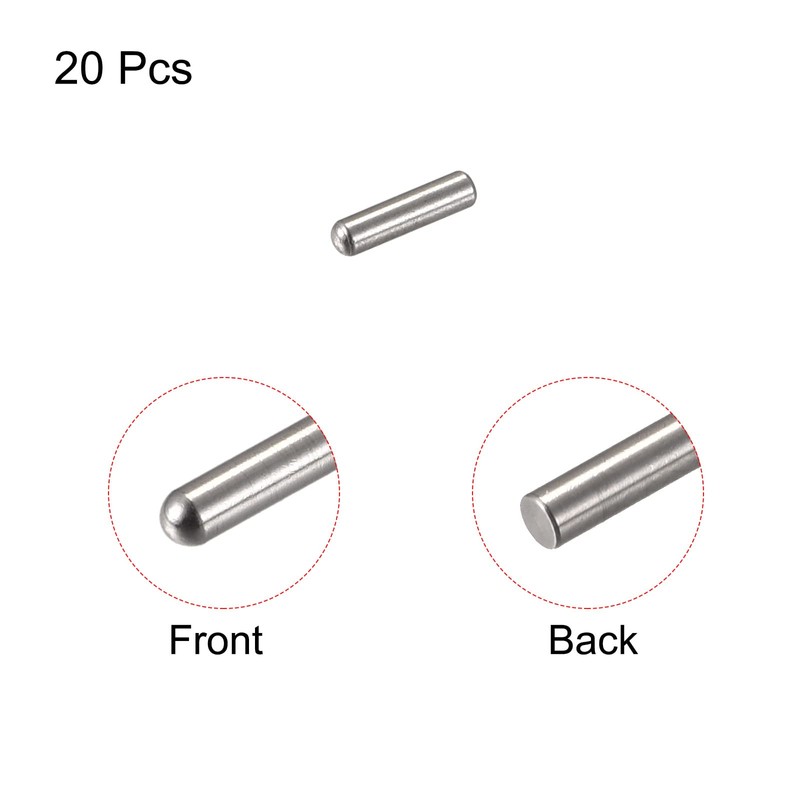 sourcing map Dowel Pins 304 Stainless Steel Round Head Flat