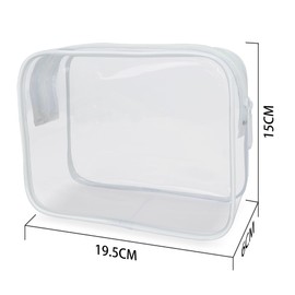 White Ze Clear Toilet Bag, Travel Makeup Cosmetic Bag for Women Men, PVC Toiletries Cosmetic Bag, White-B