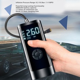 Yosoo Portable Tire Air Compressor Inflator with 4000mAh, 150PSI Fast Inflation 400lm Flashlight for Car Motor Bike Ball