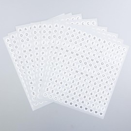 1344 Pieces Small Letter Number Stickers, 0.5 Inch Capital Alphabet Numbers Punctuation Stickers for Scrapbook,Crafting - White