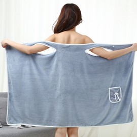 Thick Coral Velvet Wearable Bath Skirt for Women - Soft Absorbent Home Bath Towel Robe Khaki - 80*135cm 5ea