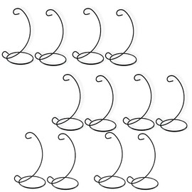 BANBERRY DESIGNS Ornament Display Stands - Set of 12 Wrought Iron Black - 7 inches tall - Christmas Ornament Glass Globe Terrarium Holder