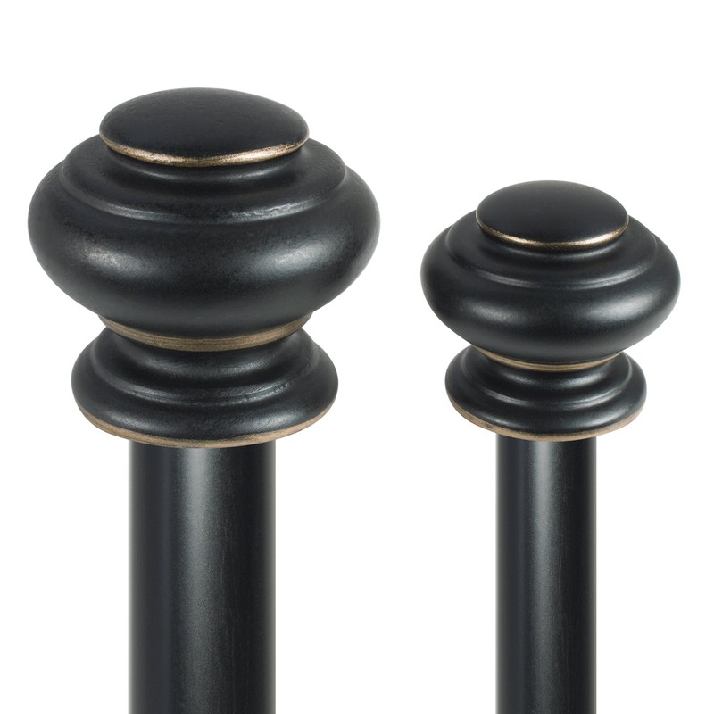 Decopolitan Urn Telescoping Double Drapery Rod Set, 36-72", Antique Bronze