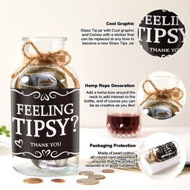 Neoflavie Glass Tips Jar for Money, Ideal for Bartenders, Bars, Money Collection, Musicians' Tip Bucket, Restaurant Tip Jar - Glass Tip Boxes (Tipsy)