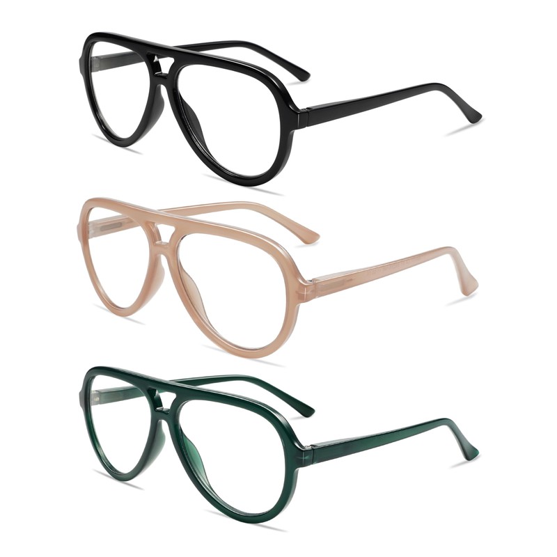 AMOMOMA 3 Pack Retro Oversized Aviator Reading Glasses for Women