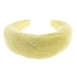 Ladies Faux Fur Padded Headband Alice Band 4cm Wide Padded Headband Wedding Bridal Shower Birthday Christmas Evening Lemon Yellow