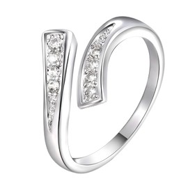 Sterling Silver Toe Rings Cubic Zirconia Adjustable Toe Rings Fitted Wrap Around Toe Rings Summer Barefoot Jewelry for Women (Silver)