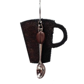 Handmade Coffee Christmas Ornament with Spoon and Bean Charms