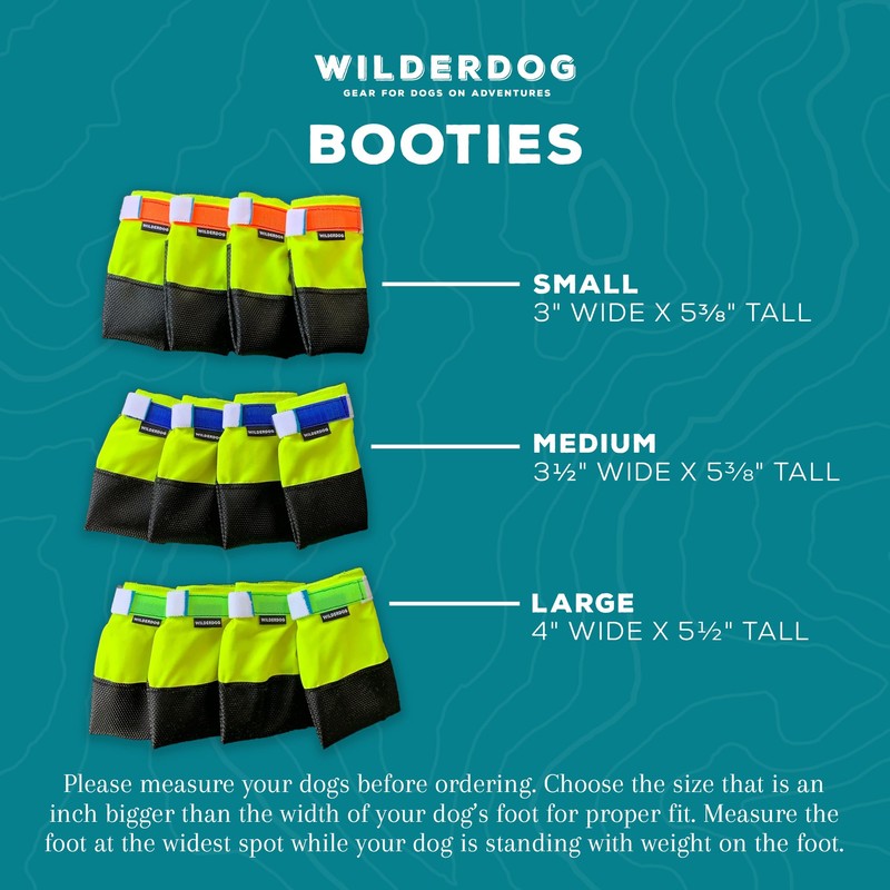 Wilderdog Dog Booties, Lightweight, Grippy Rubber Bottom, Double Hook &