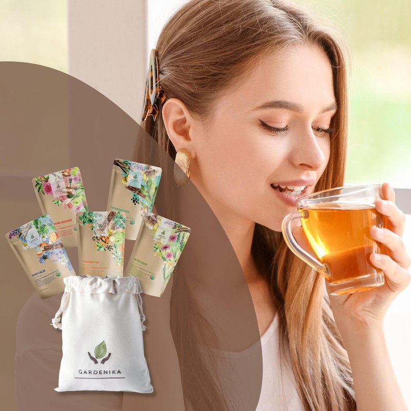Gardenika Organic Loose Leaf Tea Sampler - Herbal Caffeine-Free Set