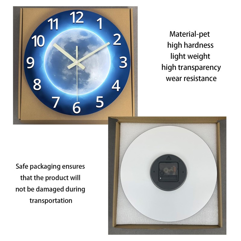 Constantplanet Blue Glow in The Dark Wall Clock for Kids