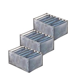 SANTUKEY Organizador de ropa para clóset, 7 rejillas, lavable, portátil, organizador de clóset de malla de separación, organizador de cajones plegable para ropa interior, calcetines, bufandas, jeans