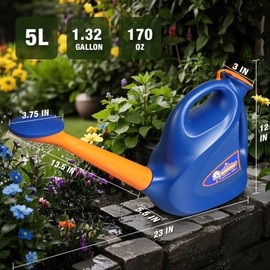 WADFOW WKW1850T Watering Can for Indoor & Outdoor, Watering Cans with Detachable Nozzle, Long Spout Watering Can for Indoor Plants Garden Flowers 1.32 Gallon/5L/170OZ