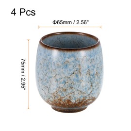 HARFINGTON 4pcs Chinese Ceramic Teacups 5.75oz Traditional Gong Fu Tea Set Ceramic Mate Teacup Japanese No Handle Small Coffee Cup for Mate Tea Coffee Wine Drinks, Light Blue