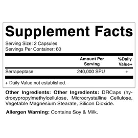 Vitamatic Serrapeptase 240,000 SPU Servings, 120 Delayed Released Capsules - Enteric Coated - Non-GMO- Made in The USA (120 Count (Pack of 1))