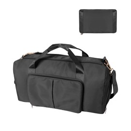 Foldable Travel Bag, Camping Bag with Shoe Compartment, Waterproof Foldable Travel Bag, Sports Bag, Waterproof Hand Luggage, Sports Bag for Men and Women for Holidays, Camping and Travel (Black),