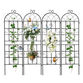 Osparple 71 x 20 Inch Garden Trellis, 4 Pack Metal Trellis for Climbing Plants Outdoor, Rustproof Plant Supports for Outdoor Plants, Roses, Vines, Flowers and Vegetables, Black