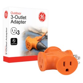 GE 50281 Heavy Duty 3 Outlet Adapter, Power Outlet Splitter, Grounded Wall Tap, Heavy Duty, UL Listed, Orange