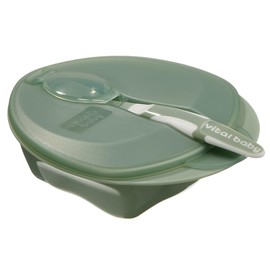 Vital Baby Nourish Weaning Bowl with Lid & Spoon 6m+, Green, Food Mashing Zones, Soft Spoon Tip, EarthSmart Biodegradable, BPA-Free & Portable with Hygienic Spoon Cover