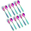 12 Pieces Toddler Utensils Kids Rainbow Silverware Set, Stainless Steel