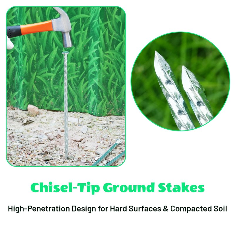 Extra-Long 14 Inch Galvanized Heavy-Duty Landscape Stakes - Landscape Edging