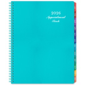 2026 Weekly Appointment Book & Planner - Daily Hourly Planner 2026, 9" x 11", January 2026 - December 2026, 30-Minute Interval, Lay - Flat, Spiral Binding, Thick Paper - Teal Green