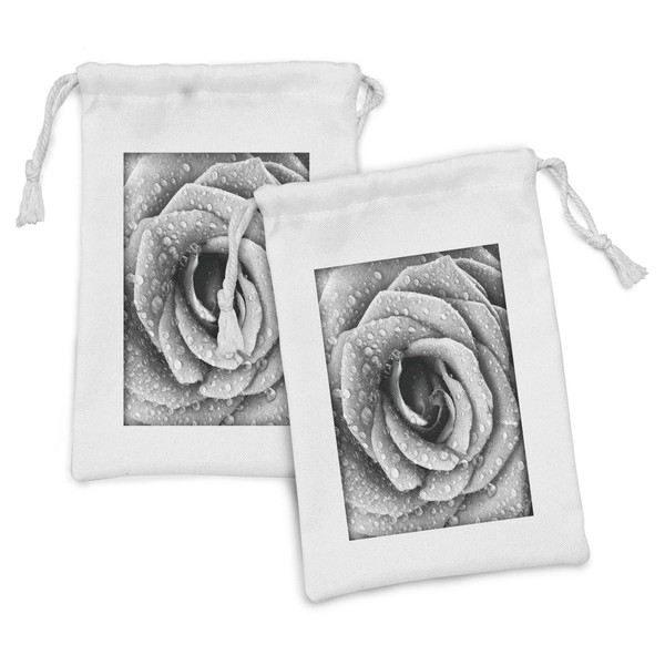 Ambesonne Flower Fabric Pouch Set of 2, Retro Romantic Rose