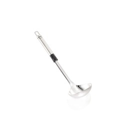Leifheit Large Ladle Stainless Steel, Ideal for a Punch Bowl ladle or Soup Ladle in Silver/Black and Dishwasher Safe, Diameter 9 cm and Volume 100 ml