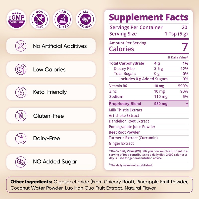 Liver Cleanse Detox Powder, Pomegranate Flavor, 20 Servings