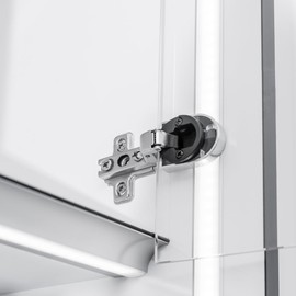 MS Beschläge Glass Cabinet Pot Hinge Chrome Matt Pot Hinge Decorative Cap Diameter 26 mm Glass Door Hinge 1 Pair 95° Opening Angle Furniture Hinge (Round, Inner Stop)