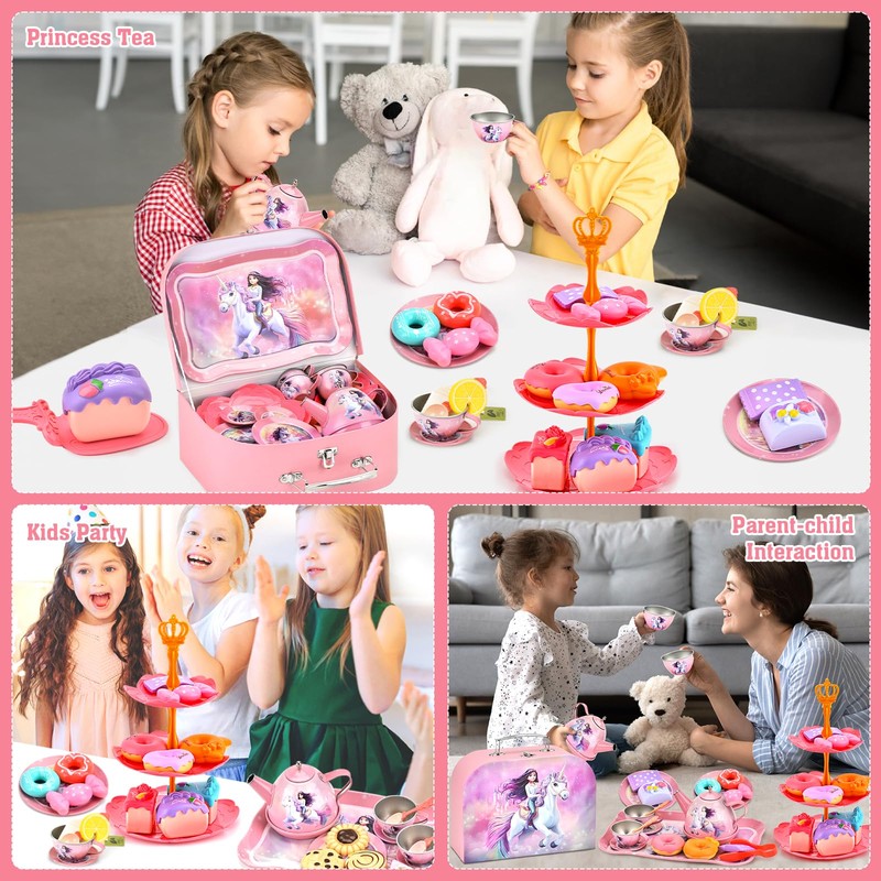 SACBRZZ Tea Set Children's Kitchen Accessories, Tea Set Wooden Toy,