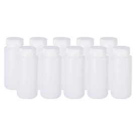PATIKIL 15 Pcs 500ml Reagent Bottles, HDPE Wide Mouth Round Bottles with Screw Cap for Lab Water Reagent Liquids Solid Sample Storage Seal, Translucent White