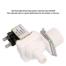 AC Electric Solenoid Valve, 3/4 thread Inlet Feed Water Solenoid Valve, N/C Normally Closed Type Plastic Solenoid Valve for Ice Maker