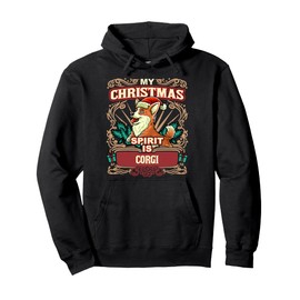 Corgi My Christmas Spirit Dog Santa Claus Elf Reindeer Pullover Hoodie