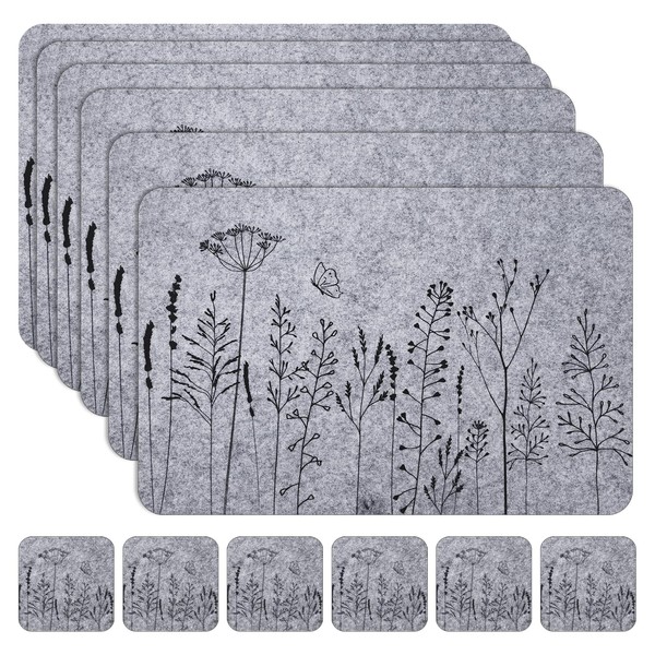 Casaido Felt Table Placemats Set of 6，Dinner Placemats,Felt Heat Resistant