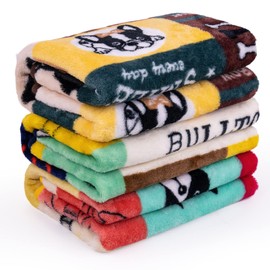 Flying Paws Dog Blankets,3 PCS Soft Pet Blanket Washable Puppy Flannel Blankets,French Bulldog Pattern Dogs & Cats Blankets,M 60×80 cm Fluffy Blanket