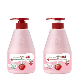 WELCOS- Set de loción corporal y limpiador corporal con leche KWAILNARA (560 g/19,75 oz cada uno) (fresa)