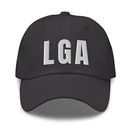 Airport Code LGA Hat La Guardia New York NY NYC Dad Cap Embroidered Dad Hat Baseball Cap with Adjustable Buckle Strap Dark Grey