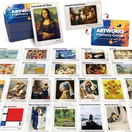 Juego de 80 piezas de obras de arte, 40 tarjetas de memoria famosas de pintura bilingüe, juego de coincidencia de imágenes, juguetes educativos de apr