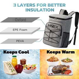 HZEX 25L Insulated Cooler Backpack – Leak Proof Travel Back Pack Cooler for Hiking, Camping, Beach, Picnic & Outdoor Adventures – Large Capacity Soft Cooler Bag for Men & Women, Keep Food - Drink Cold