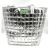 New! Clinique Makeup Shopping Shoulder Tote Bag~ Silver Strip