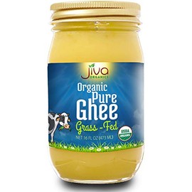 Organic Grass Fed Ghee 16 Ounce - Mantra Infused, Traditional Ayurvedic Method - Non GMO Pasture Raised - By Jiva Organics